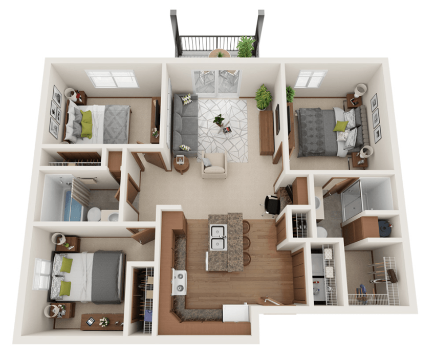 3 bedroom 3D layout